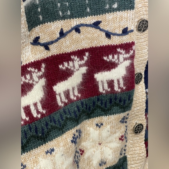 Vintage NorthCrest Thematic Holdiay Sweater Cabin Wreath Reindeer Snow Wreath - Picture 9 of 11